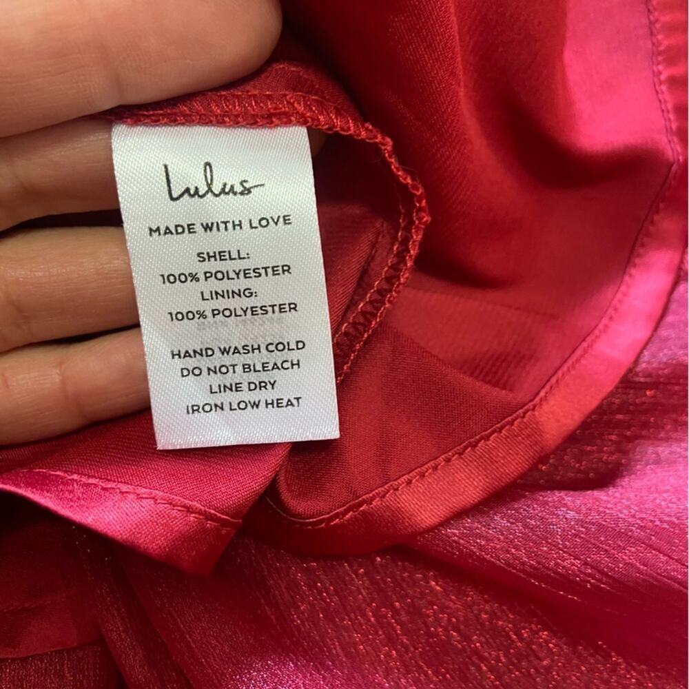 NWOT Lulus Romantic Appearance Wine Red Organza Tiered Midi Dress - Picture 8 of 9